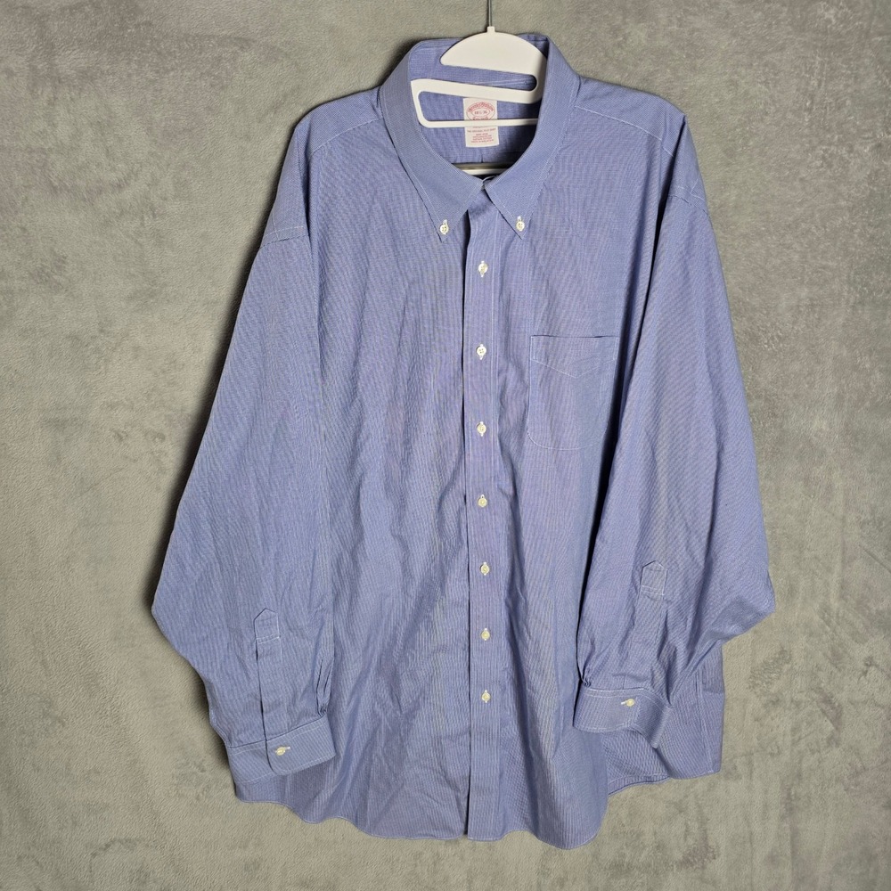 Brooks Brothers Madison Non-Iron Shirt Mens 18.5 36 Houndstooth Supima Cotton